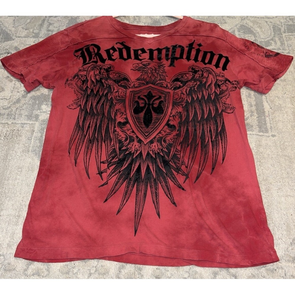 Raw State Premium T Shirt Short Sleeve Red W Velvet Redemption‎  Mens Sz Small